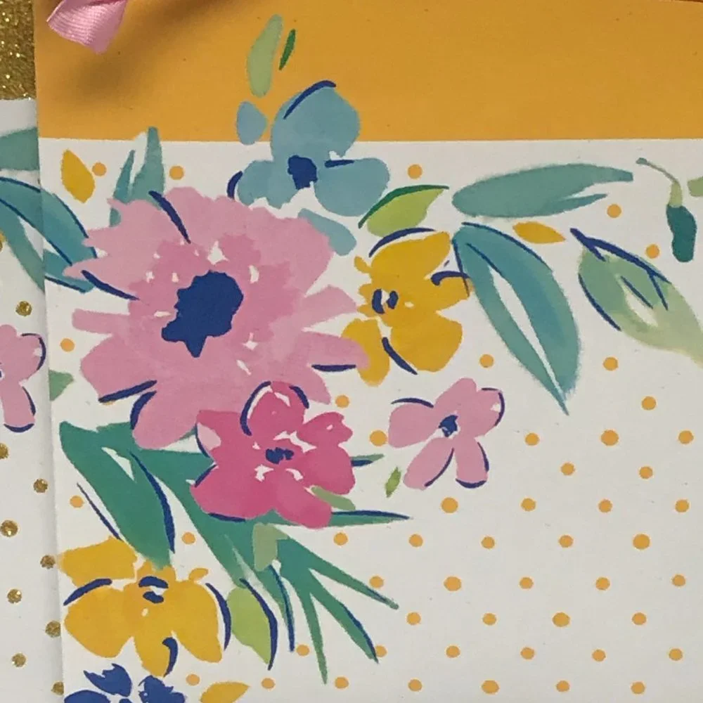 Pioneer Woman Gift Bags Floral White Gold American Greetings Party Lot of 3